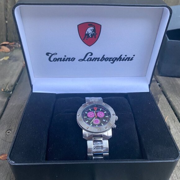 NEW Tonino Lamborghini Men's Chronograph Diamond Bezel Stainless Steel Watch - Picture 5 of 16